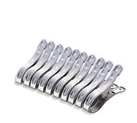 SHULLIN 10 Pack Towel Clip Stainless Steel Beach Towel Pegs Clips Clamps Large Heavy Duty Quilt Clothes Peg Clamps Windproof Clips for Daily Laundry Beach Towel Bath Towel Bed Linen Quilt(Silver)