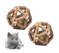 SHULLIN Pack of 2 Cat Gift Toys with Catnip Cat Toy Natural Silvervine Stick Cage Balls Catnip Ball Cat Interactive Toy Catnip Balls