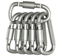 SHULLIN Pack of 6 Normal Carabiner 8 cm Carabiner with Spring-Loaded Clasp Key Ring D Shape Carabiner Set Made of Premium Aluminium Alloy for Camping, Fishing, Hiking or Travel