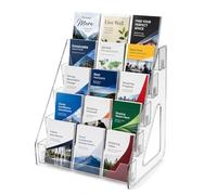 Shulltji 5 Tier Acrylic Brochure Holder Stand, Clear Leaflet & Flyer Display Rack for 1/3 A4 Literature, Greeting Cards, Menus & Postcards, Countertop Display Stand for Office, Reception & Retail