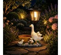 Shulltji Garden Duck Statues with Solar Lantern Flowerpot, Garden Ornaments Outdoor, Duck Figurines Yard Art Sculptures, solar garden ornaments for Patio Lawn Backyard Porch Ornaments, Yard Ornament