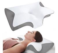 Shulltji Neckhaven Pillow,Neck Haven Relief Pillow,Back and Stomach Sleepers,Hospitality Ergonomic Sleep Apnea Pillows with Cervical Memory Foam Pillows for Snoring and Neck Pain Relief (Grey)