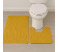 Shumaxx Memory Foam Bath Mat and Pedestal Set, Non-Slip, Size: 50x50cm - 50x80cm (Dark yellow)