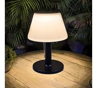 shumi Solar Table Lamp Outdoor Indoor - 3 Lighting Modes, Eye-Caring LED Cordless Waterproof Solar Desk Lamp with Pull Chain for Outside Patio Garden Bedroom Living Room (Modern Black Decor)