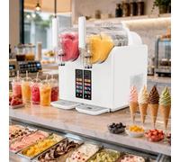 SHUMIAO 2-IN-1 Slush Machine & Ice Cream Maker Machine, 7 Modes for Smoothies, Milkshakes, Cocktails, Margarita, and Ice Cream, with Child Lock, Self-Cleaning, for Families, Bubble Tea Shops White
