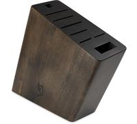 Shun Cutlery 8-Slot Angled Knife Block, Hardwood Block with Attractive Dark Stain, Authentic, Japanese Universal Knife Block, Knife Holder for Kitchen Counter