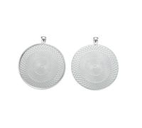 SHUNAE 10pcs 40mm Round Cabochon Antique Silver & Bronze Pendant Necklace Base Trays Key Ring Blank Bezels for Jewelry DIY Making Findings, 50 mm, Zinc, No Gemstone