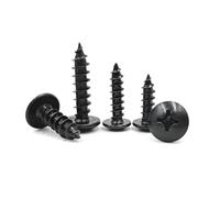 SHUNCHG 20 Pcs Black M5 x 40mm Self Tapping Wood Screws Carbon Steel Mushroom Round Flanged Head Fasteners Drilling Screw