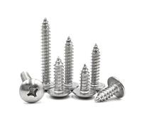 SHUNCHG 20 Pcs Silver M5 x 50mm Self Tapping Wood Screws 304 Stainless Steel Mushroom Round Flanged Head Fasteners Drilling Screw
