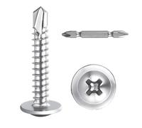 SHUNCHG 50 Pcs M4.8x13mm Wafer Head Self Drilling Screws, 410 Stainless Steel Modified Truss Head Self Tapping Tek Screws for Sheet Metal, Aluminum, Wood,Plastics with Screwdriver Bit