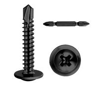 SHUNCHG 50 Pcs M4.8x38mm Wafer Head Self Drilling Screws, 410 Stainless Steel Modified Truss Head Self Tapping Black Oxide Tek Screws for Sheet Metal, Aluminum, Wood with Screwdriver Bit