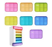 SHUNCHG 7 Piece Set Pill Organizer 6 Times a Day, Weekly Pill Case with 42 Compartments for Medication/Vitamin/Fish Oil/Supplements - Rainbow Colors