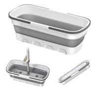 Shunfaji Collapsible Cleaning Bucket, Polypropylene & Rubber, Folding Bucket, Rectangular, 54 x 45 cm, Grey