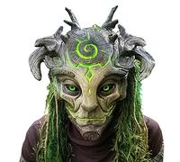 Shunfaji Halloween Face Decoration, Old Green Elf Man Latex Mask, Forest Elf Mask Headwear Masquerade (A, Not Shine)
