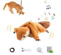 Shunfaji Interactive Cat Toy, Plush Cat Bird Toy, Real Beating and Twittering Like a Bird, Rechargeable, with Catnip (Squirrel)