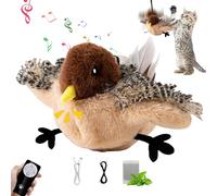 Shunfaji Interactive Cat Toy, Plush Cat Bird Toy, Real Beating and Twittering Like a Bird, Rechargeable, with Catnip (Sparrow A)