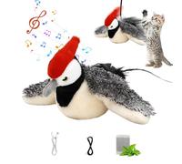 Shunfaji Interactive Cat Toy, Plush Cat Bird Toy, Real Beating and Twittering Like a Bird, Rechargeable, with Catnip (Pic)