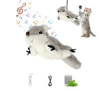 Shunfaji Interactive Cat Toy, Plush Cat Bird Toy, Real Beating and Twittering Like a Bird, Rechargeable, with Catnip (Flying Squirrel)