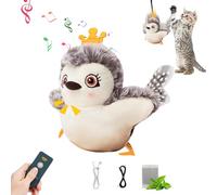 Shunfaji Interactive Cat Toy, Plush Cat Bird Toy, Real Beating and Twittering Like a Bird, Rechargeable, with Catnip (Owl A)