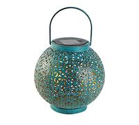 Shunfaji Solar Lantern, Waterproof Decorative Light Smart Iron, Hollow Wrought Iron Lantern for Garden Decoration, Outdoor Garden Patio Decor (Blue)