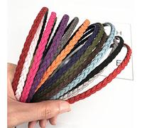 ShungFun Suede Leather Covered Twist Headbands Hair Loop Clasp Glitter Hairbands Elastics Hair Bands for Women and Girls,12pcs/Set