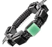 Shungite Bracelet with Aventurine - Brutal Jewelry for Men - Arachne Style - Brided Dense Beaded - Adjust Wirst Size - Real Shungite Stone Type II