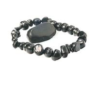 Shungite Bracelet with One Piece Raw Shungite Stone - Emf Protection Stone - Chakra Healing Crystals for Women (Chips)