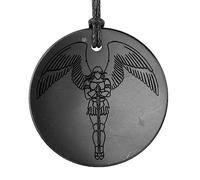 Shungite pendant Amulet - Angel - 1.8 inches - Real Shungite stone engraved necklace - Russian Natural crystal - Handmade - TOLVU, 1.8 inches, Stone, Shungite