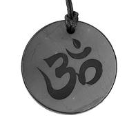 Shungite pendant Mantra - Big Size - OM - The first sound in the universe - Real Shungite stone - TOLVU, 1.8 inches, Stone, shungite, 1.8 inches, Stone, Shungite