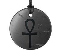 Shungite Pendants, Necklace and Amulets - Made of Authentic Russian c60 Stone - Engraved - 1.4 inches - Round Shape, Shungite stone, shungite