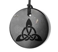 Shungite Pendants, Necklace and Amulets - Made of Authentic Russian c60 Stone - Engraved - 1.4 inches - Round Shape, Shungite stone, shungite