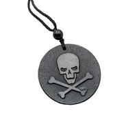 Shungite Pirate Pendant Necklace - Chakra Balance - Handcrafted Constellations Jewelry - Healing Crystal Protection Necklace - Energy Harmony (35mm), Black(40mm)