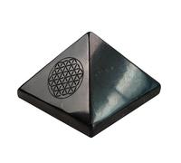 Shungite Protection Pyramid 2" Sacred Symbol | Authentic Shungite Stones Protection Polished Pyramid 2 inches (5 cm) | Black Stone Crystal Pyramid for Meditation (Merkaba)(Flower of Life)