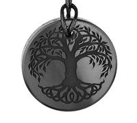 SHUNGITE TOLVU Authentic Shungite Pendant 'Tree of Life Celtic' - Engraved Necklace - Big Size 1.8 Inches - Russian Shungite Stone - Handmade