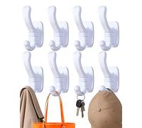 shungran 8 Pack Self Adhesive Sticky Hooks Heavy Duty - No More Nails, Stick on Wall Hooks for Hanging Coats, Keys, Towels, Pictures - for Bathroom, Kitchen, Door & Accessories