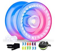 ShungRu Yoyo Kids K1 Crystal Blue Pink, Responsive Yoyo for Kids Beginners, Trick Yoyos Plastics Yo yo Ball, Replacement 12 Strings + Yo Yo Glove + Yo-Yo Case Bag + 2 Hubstacks