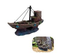 SHUNGXINYI 1 Pack Aquarium Sunken Ship Ornament Creative Resin Simulation Pirate Shipwreck Decoration for Freshwater Saltwater Aquarium