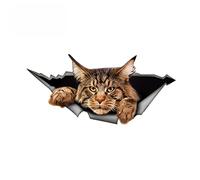 SHUNHUA Personalised Stickers Maine Coon Car Sticker Torn Metal Decal Waterproof Cover Scratch Sticker 3D Funny Big Cat Decals PVC,13cm*6cm