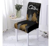 Shunhuan Golden Black Dining Chair Covers Set of 6, Stretch Spandex, Removable, Washable, Elastic Band, Anti-Slip, Wear Resistant, Perfect for Dining Rooms, Offices, Hotels, Gifts