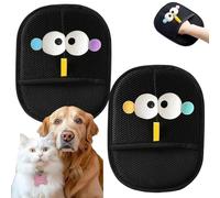 ShunJian 2PCS Double-Sided Pet Static Hair Removal Gloves,Pet Hair Grooming Gloves,Grooming Mitt for Dogs,Static Removal Gloves Pet Hair,Big Eyed Design,Multipurpose Pet Care Accessory(YELLOW+PURPLE)