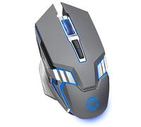 SHUNJINRUN Bluetooth Mouse, Rechargeable Wireless Mouse with 7 Buttons, RGB, 3 Modes, Ergonomic Computer Mouse for Laptop, Mac, PC, Chromebook, iPad, Tablet etc. - Gray