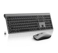 SHUNJINRUN Keyboard and Mouse Wireless, Silent Slim Mouse and Keyboard with USB Mini Receiver, Quiet Click, 2400 DPI, Ergonomic Full-Size Computer Keyboard Combo for Laptop PC Windows Mac -Space Gray