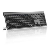 SHUNJINRUN Ultra Thin Wireless Keyboard, Full-Size Scissor Foot Computer Keyboard with Calculator Button, Silent Click, Ultra Thin Wireless USB Keyboard Compatible with Win/Mac System - Space Gray