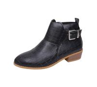 SHUNJOY Ankle Boots for Women Chunky Heel Ladies Boot Comfy Chelsea Boots | Stylish Solid Color PU Leather Classic Short Booties Casual Slip On Heeled Boot Travel Shopping Daily