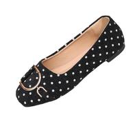 SHUNJOY Ladies Flats Square Toe Ballet Flats Polka Dots Stylish Lightweight Comfortable Slip On Flat Shoes Casual Dolly Shoes Daily Black