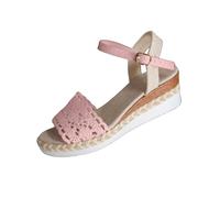 SHUNJOY Ladies Wedge Sandals Open Toe Espadrille Sandals Stylish Thick Bottom Comfortable Breathable Ankle Strap Casual Strappy Sandal Summer Beach