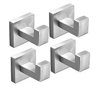 SHUNLI 4Pcs Bathroom Towel Hooks Silver - Heavy Duty Wall Hook Towel Robe Hanger - Stainless Steel Wall Mounted