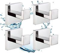 SHUNLI 4Pcs Chrome Bathroom Towel Hooks - Heavy Duty Wall Hook Towel Robe Hanger - Stainless Steel Wall Mounted