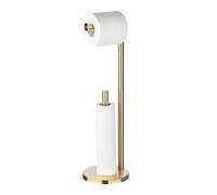 SHUNLI Gold Toilet Roll Holder Stand Free Standing Toilet Paper Holder with Storage Reserve, Stainless Steel SUS304, Brushed Brass
