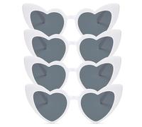 Shunshi 4 Pack Vintage Heart Shaped Party Sunglasses, Funny Bulk Bachelorette Glasses For Women Cat Eye Ladies Fashion, Vintage Love Heart Eyeglasses Carnival Photo Props Birthday (White)